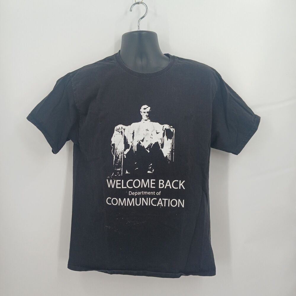 welcome back department of communication honest Abe Lincoln size Large shirt